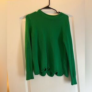 Kelly Green J. Crew scallop bottom sweater